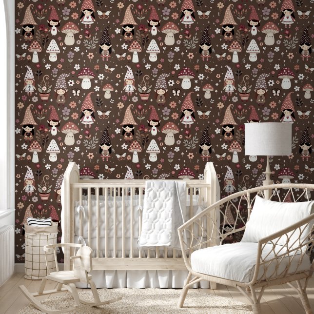 Cute Whimsical Fair Gnomes and Mushrooms  Tapete (Kinder)