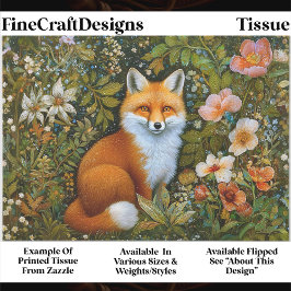 Cute Whimsical Forest Fox, Flowers ET9L Decoupage  Seidenpapier