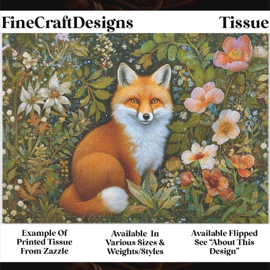 Cute Whimsical Forest Fox, Flowers ET9L Decoupage  Seidenpapier