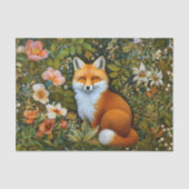 Cute Whimsical Forest Fox, Flowers ET9R Decoupage  Seidenpapier (Vorderseite)