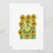 Cute Whimsical Frog And Sunflowers Illustration Einladung (Vorne/Hinten)