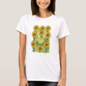 Cute Whimsical Frog And Sunflowers Illustration T-Shirt (Vorderseite)