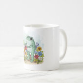 Cute Whimsical Frog In Flower Garden Illustration Kaffeetasse (VorderseiteRechts)