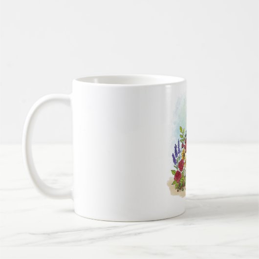 Cute Whimsical Frog In Flower Garden Illustration Kaffeetasse (Links)