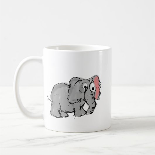 Cute Whimsical Hand-Drawn Elephant Illustration Kaffeetasse (Links)