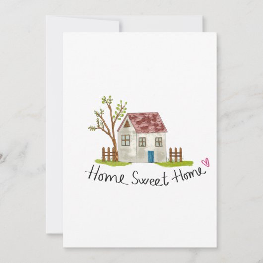 Cute Whimsical Hand-drawn Home Sweet Home Einladung (Vorderseite)