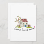 Cute Whimsical Hand-drawn Home Sweet Home Einladung (Vorne/Hinten)