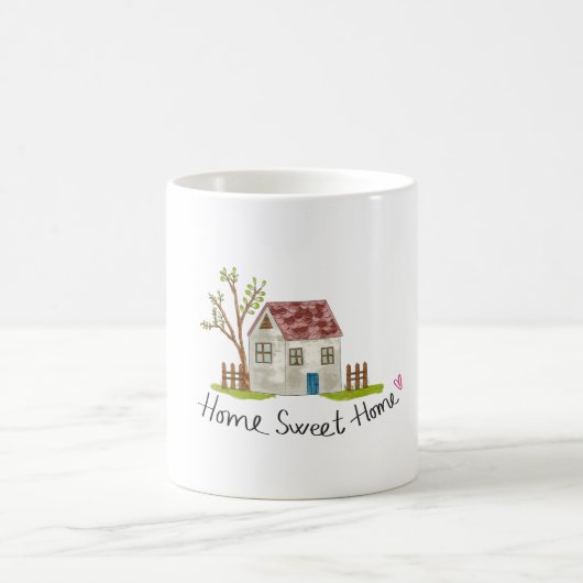 Cute Whimsical Hand-drawn Home Sweet Home Kaffeetasse (Mittel)