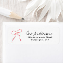 Cute Whimsical Hand Drawn Red Ribbon Bow