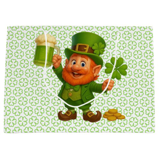 Cute/whimsical leprechaun Saint Patrick's Day  Große Geschenktüte (Vorderseite)