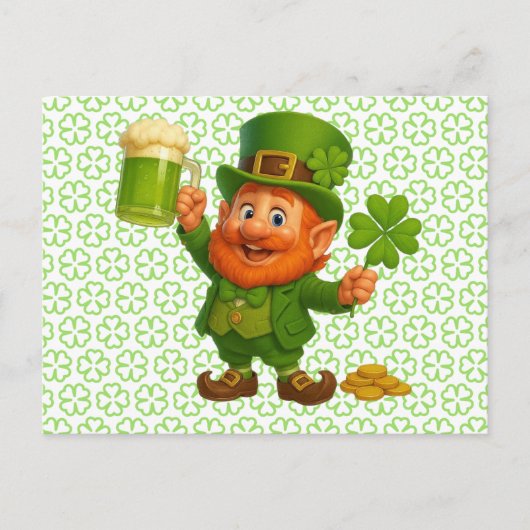 Cute/whimsical leprechaun Saint Patrick's Day  Postkarte (Vorderseite)