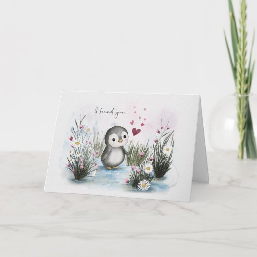 Cute Whimsical Penguin Love Valentine Karte (Vorderseite)