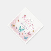 Cute Whimsical Pink Butterfly Girls Baby Shower Serviette (Ecke)