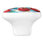 Cute Whimsical Retro Mid-Century Cherries & Plaid Keramikknauf (Seitenansicht)