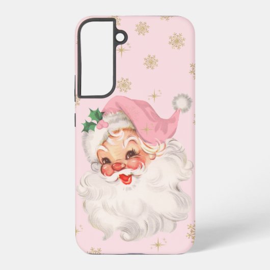 Cute Whimsical Retro Pink Santa Christmas Pattern Samsung Galaxy Hülle (Rückseite)