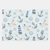 Cute Whimsical Sailor Bear Nautical Gift Wrap Geschenkpapier Set (Vorderseite 3)