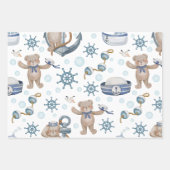 Cute Whimsical Sailor Bear Nautical Gift Wrap Geschenkpapier Set (Vorderseite 2)