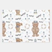 Cute Whimsical Sailor Bear Nautical Gift Wrap Geschenkpapier Set (Vorderseite)