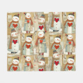 Cute Whimsical Snowman Earth Love Fleecedecke (Vorderseite (Horizontal))