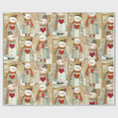 Cute Whimsical Snowman Earth Love Geschenkpapier (Flach)