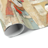 Cute Whimsical Snowman Earth Love Geschenkpapier (Rolleneckpunkt)
