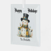 Cute Whimsical Snowman Glass Ornament (Vorderseite links)
