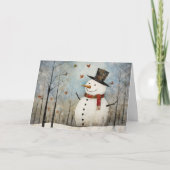 Cute Whimsical Snowman in a Top Hat Holiday Karte (Vorderseite)