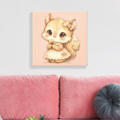 Cute Whimsical Watercolor Animal  Leinwanddruck (Insitu (Wohnzimmer))