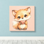 Cute Whimsical Watercolor Animal Leinwanddruck (Insitu (Holzboden))
