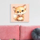 Cute Whimsical Watercolor Animal Leinwanddruck (Insitu (Wohnzimmer))