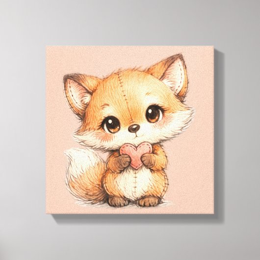Cute Whimsical Watercolor Animal Leinwanddruck (Vorderseite)