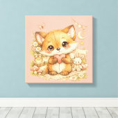 Cute Whimsical Watercolor Animal Leinwanddruck (Insitu (Holzboden))