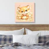 Cute Whimsical Watercolor Animal Leinwanddruck (Insitu (Schlafzimmer))