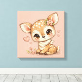 Cute Whimsical Watercolor Animal Leinwanddruck (Insitu (Holzboden))
