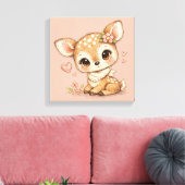 Cute Whimsical Watercolor Animal Leinwanddruck (Insitu (Wohnzimmer))