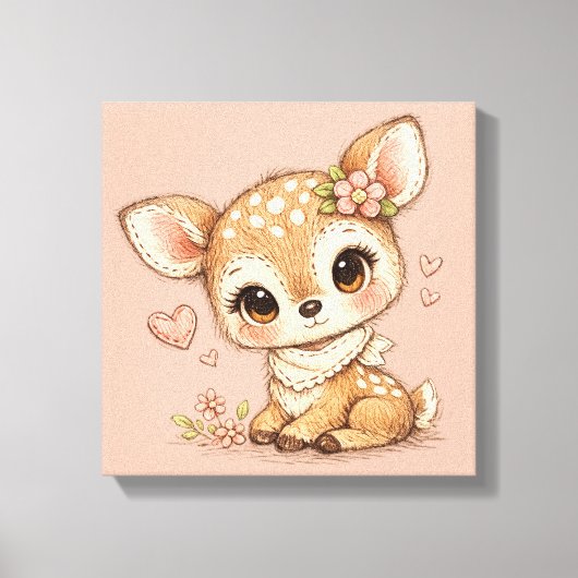 Cute Whimsical Watercolor Animal Leinwanddruck (Vorderseite)