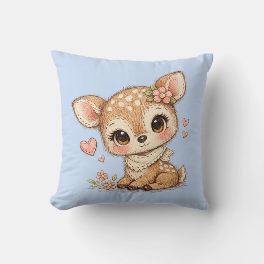 Cute Whimsical Watercolor Animal Throw Pillow Kissen (Vorderseite)