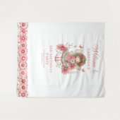 Cute Whimsy Fairy Floral Pink 2 Birthday Backdrop Wandteppich (Vorderseite (Horizontal))