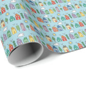Cute Whimsy Neighborhood Wrapping Paper Roll Geschenkpapier (Rolleneckpunkt)