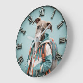 Cute Whippet Puppy Große Wanduhr (Winkel)