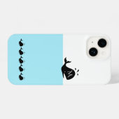 Cute White and Blue Custom Initial Black Whale iPhone Hülle (Rückseite (Horizontal))