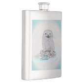 Cute White Baby Sea Otter , Merry Christmas Flachmann (Rechts)