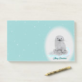 Cute White Baby Sea Otter , Merry Christmas Post-it Klebezettel (Auf Schreibtisch)
