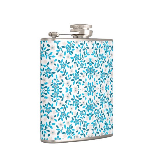 Cute white blue seamless spring flowers patterns flachmann (Rechts)