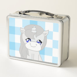 Cute White & Blue Unicorn Themed Lunchbox