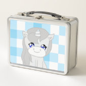 Cute White & Blue Unicorn Themed Lunchbox (Vorderseite)