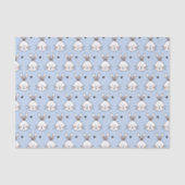 Cute White Bunny Faces and Hearts Pattern Blue Seidenpapier (Vorderseite)