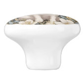 Cute White Bunny Pastel Yellow Floral Keramikknauf (Seitenansicht)