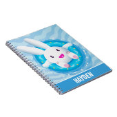 Cute White Bunny Pool Party Personalised Notizblock (Rechte Seite)