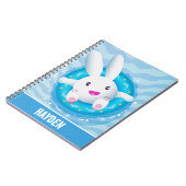 Cute White Bunny Pool Party Personalised Notizblock (Linke Seite)